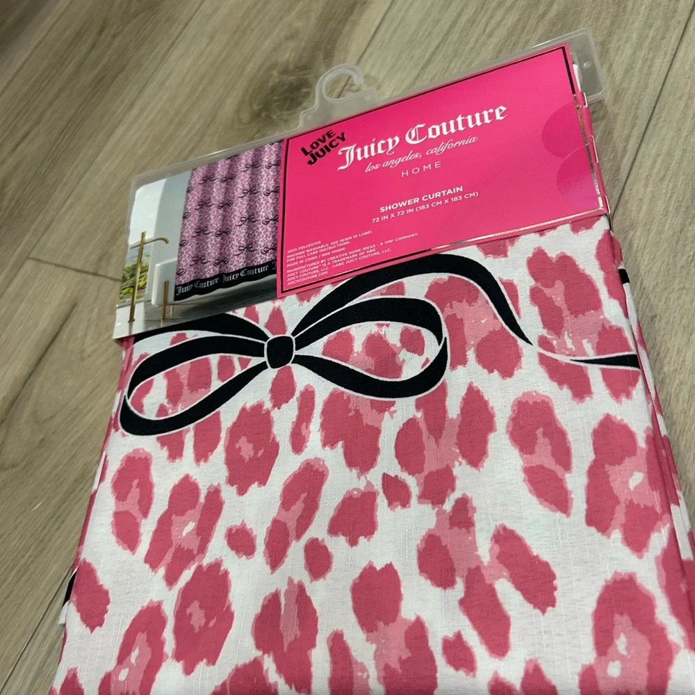 Juicy Couture Pink and White Bow Shower Curtain